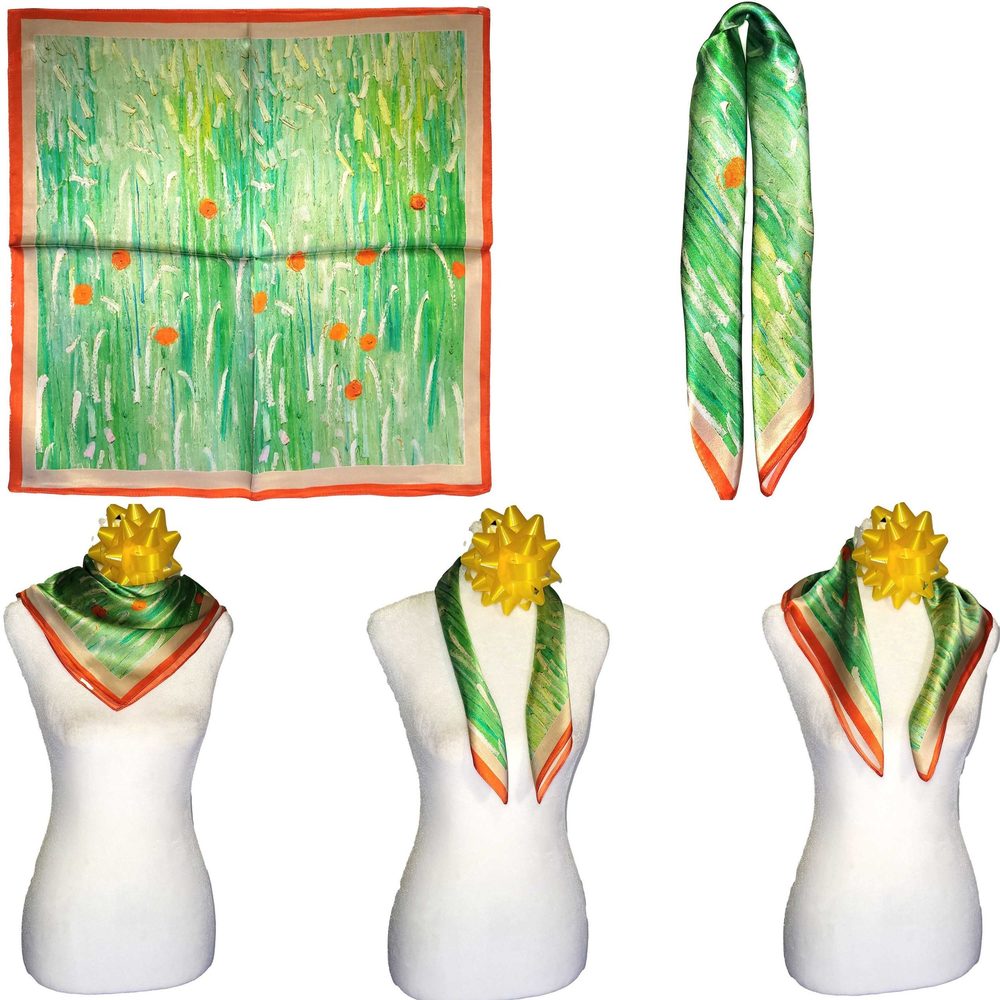 NWT Genuine 100% Mulberry Silk Satin Scarf 21"x21" Small Square Shawl 54751